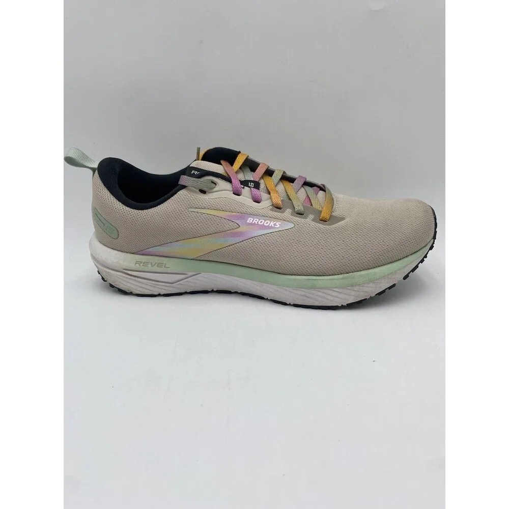 Brooks REVEL 6 Men's USED Running Shoes White/Silver Lining US Size 9.5 D